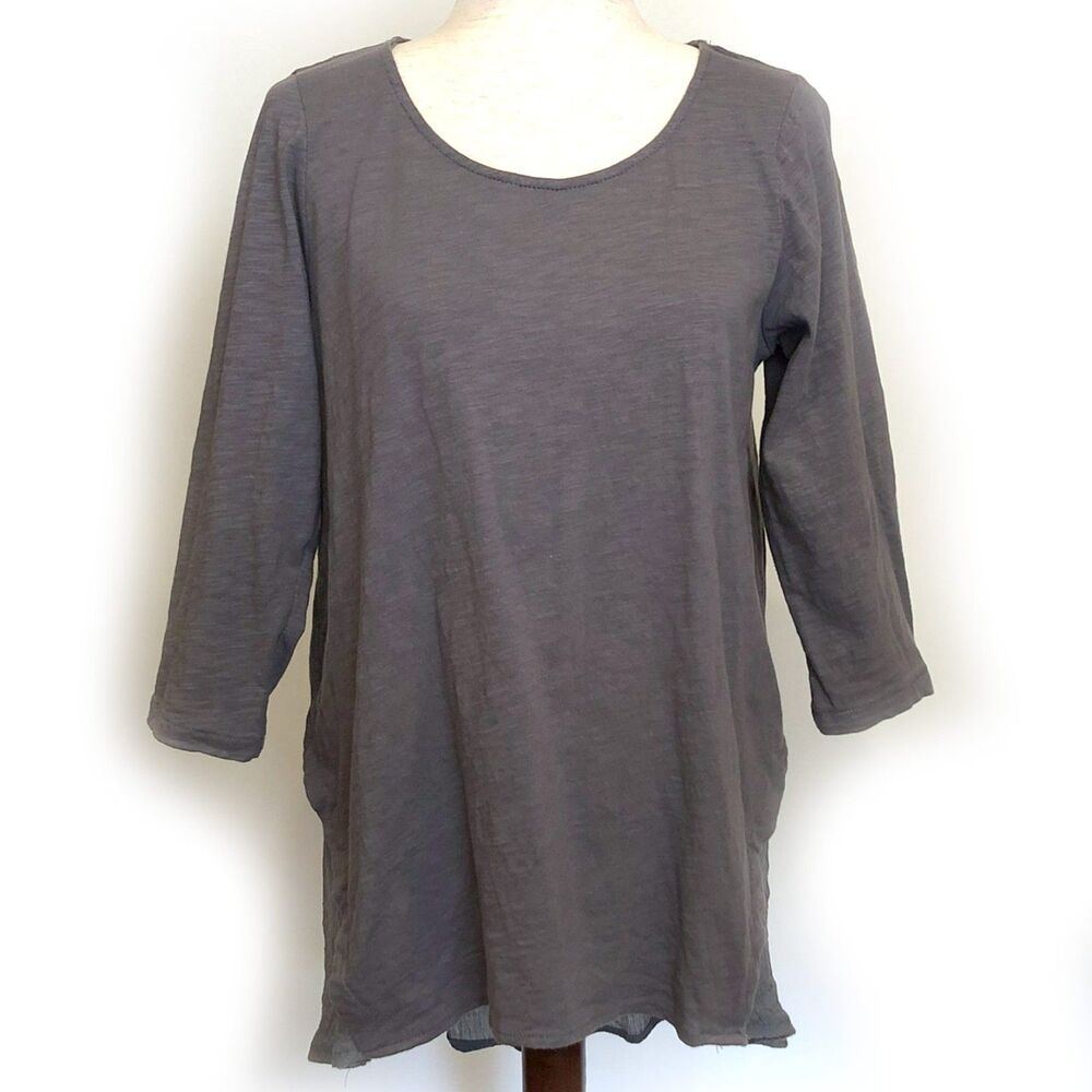 Umgee Oversized Gray Tunic Top 3/4 Sleeve